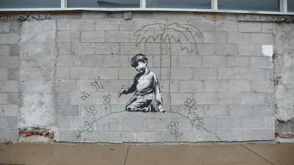 banksy kid drawing