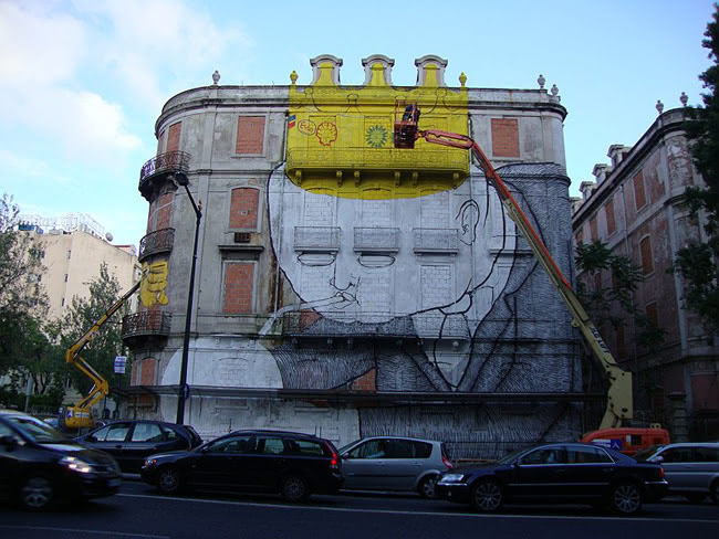 mural art by Blu in lisbon