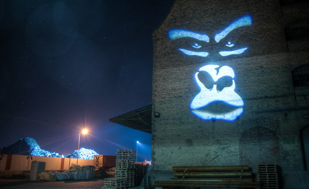 Light Graffiti - Gorillas Occupy Industrial Harbour