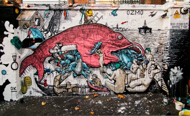 Ozmo’s Big Fish Mural, London